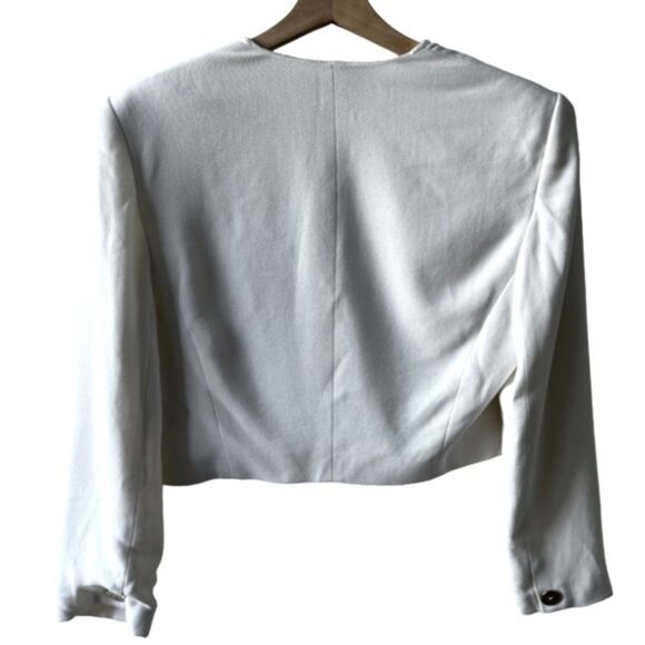 Vintage Ellen Tracy White Open Front Blazer Size 14 corpcore hipster 1980s chic - Picture 2 of 3